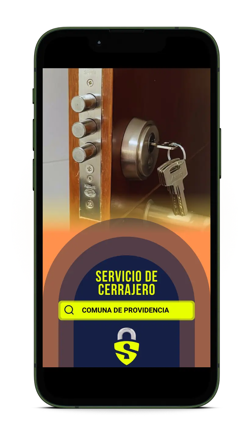 Cerradura de alta seguridad instalada en puerta de madera en Providencia