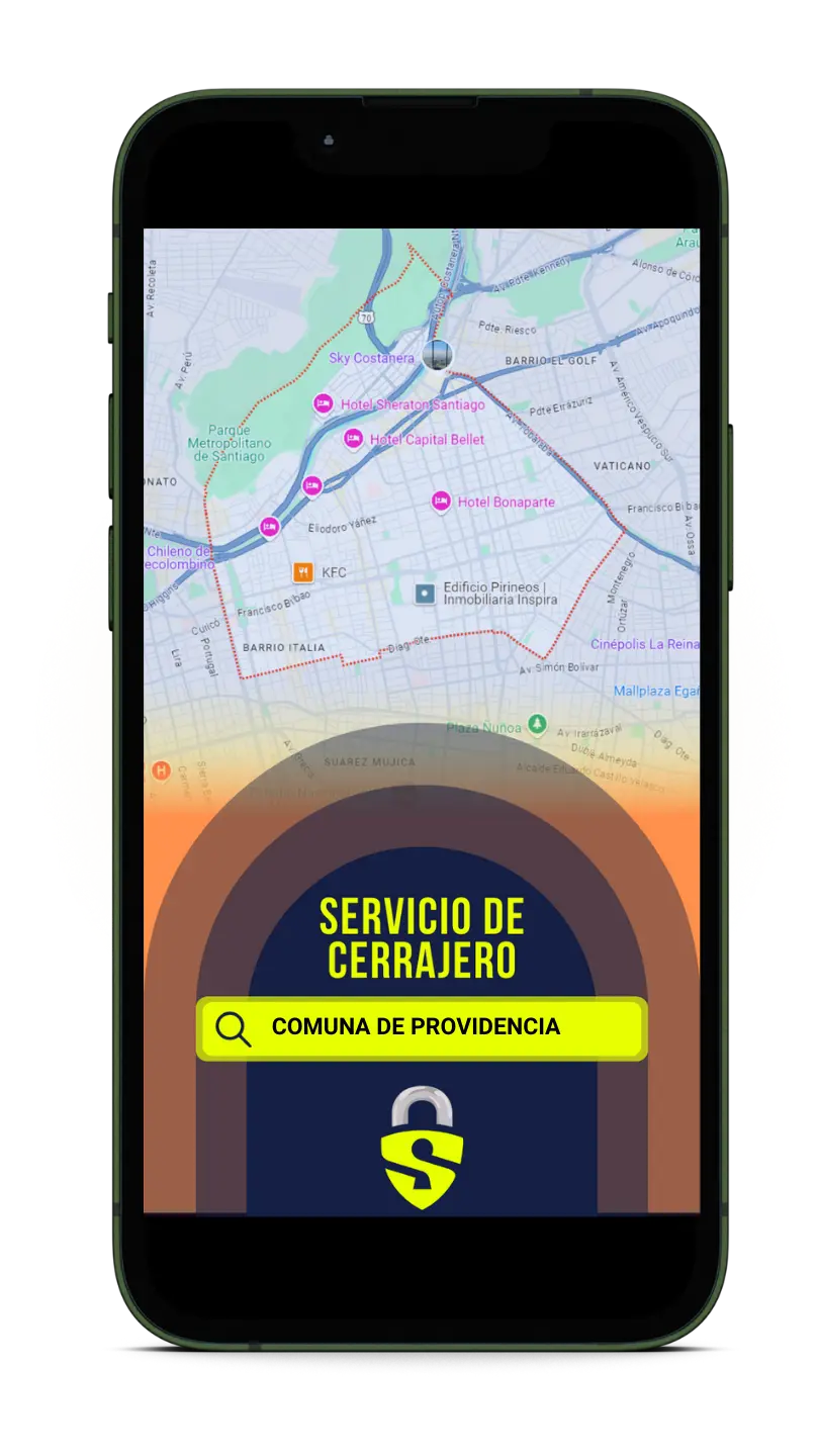 Mapa de la comuna de Providencia con áreas de servicio de Cerrajería Urgencias a Domicilio